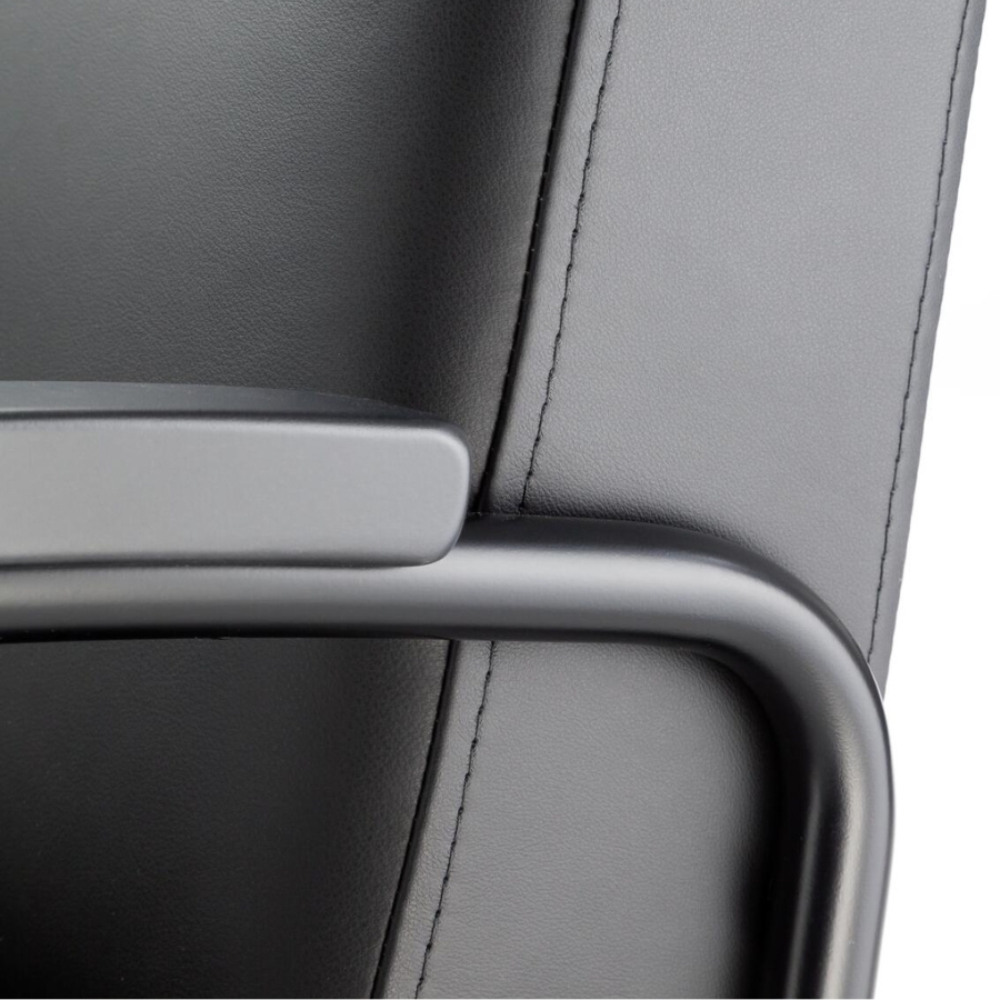 THONET S 411 Freischwinger Sessel mit Armlehnen | niedrige Rückenlehne | Leder schwarz