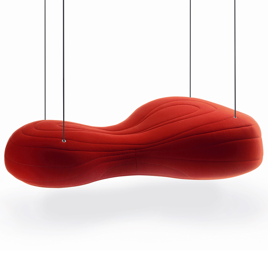 Noti Bouli Sofa, 2-Sitzer, mit Hängeseile, Stoff Agava 350 Rot