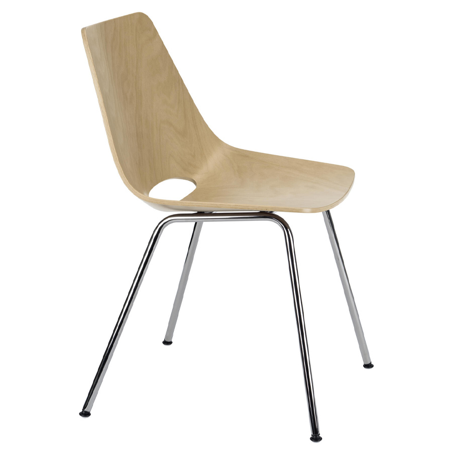 THONET S 661 Stahlrohrstuhl Buche natur - Gestell chrom - Seitenansicht