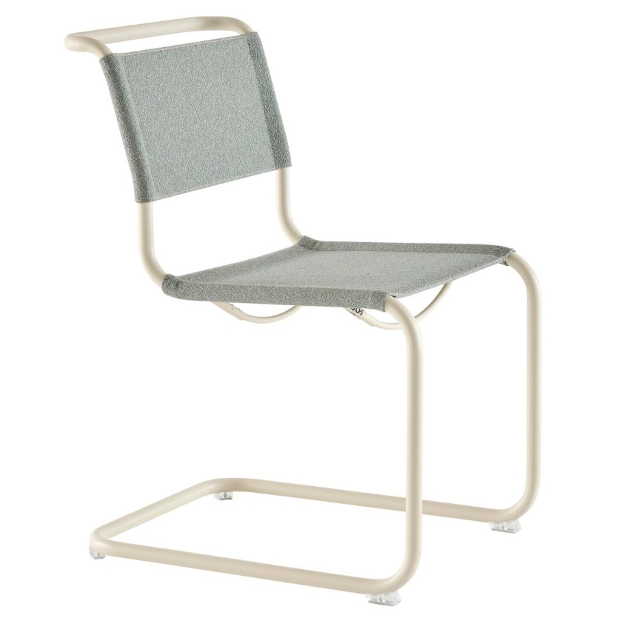 THONET Stahlrohr-Freischwinger S 33 V | Gestell perlweiß | Stoffgewebe | Konfigurator