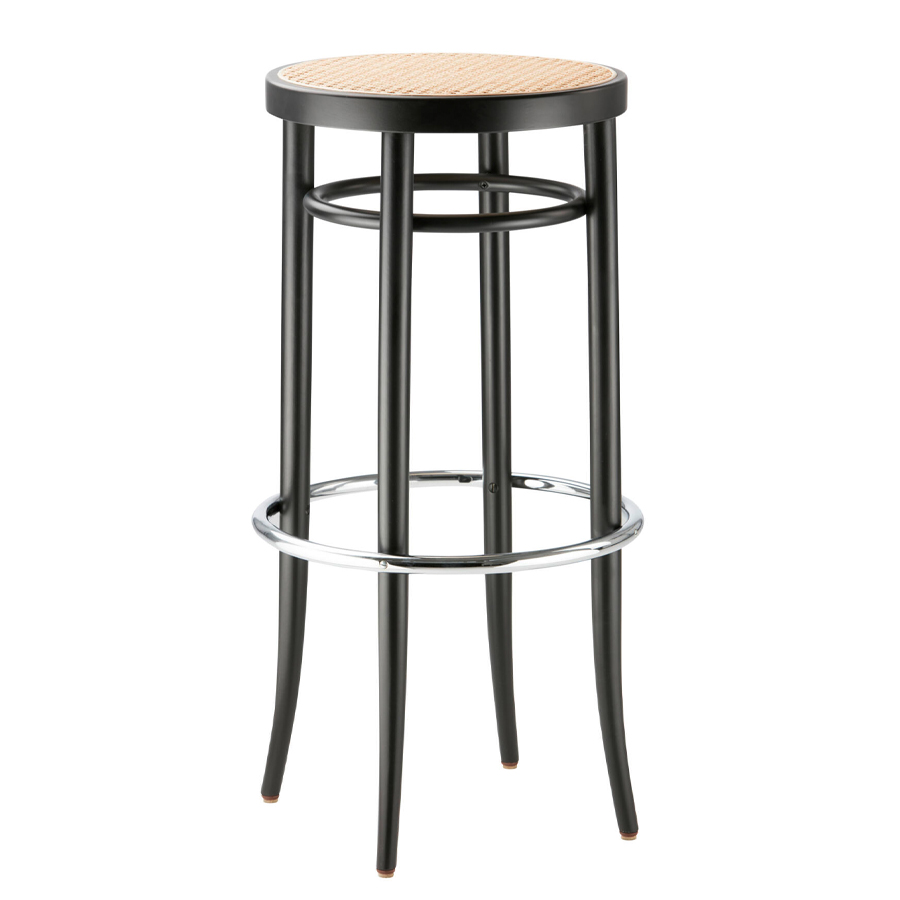 THONET 204 RH Barhocker | Sitz-Rohrgeflecht | Buche gebeizt schwarz