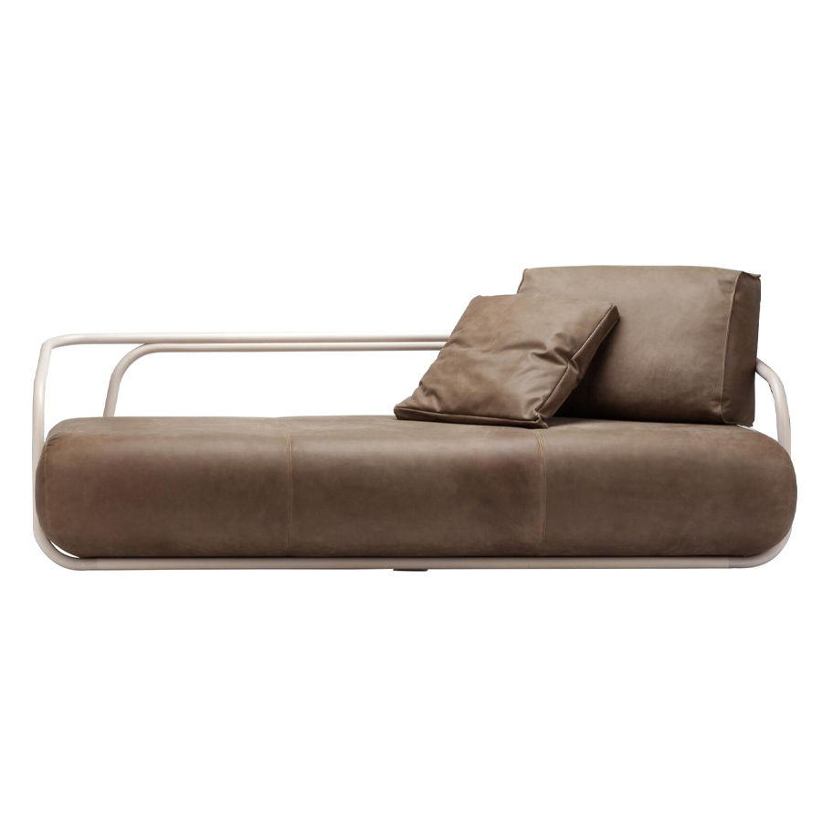 THONET 2002 Bugholzsofa mit Armlehnen - Leder braun