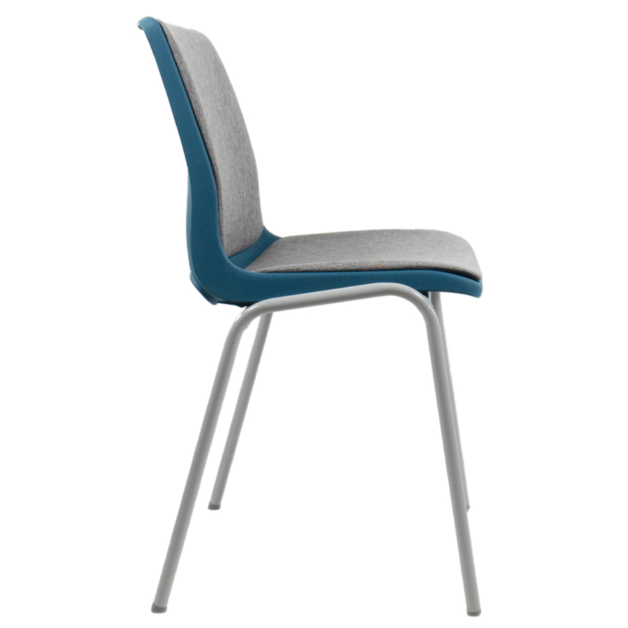 Profim Ana Sitz und Rücken gepolstert | Stoff Nexus hellgrau | Schale Teal blue | Gestell Misty grey