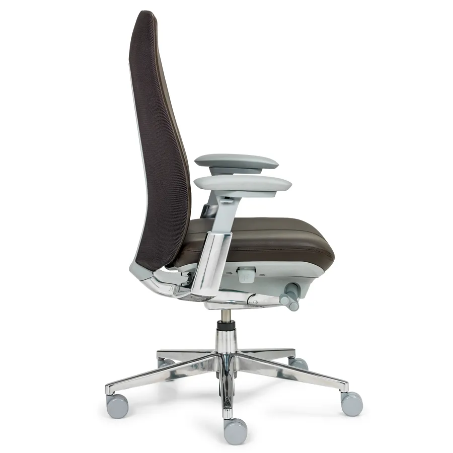 HAWORTH Fern Leder 1148 - Kunststoffteile Fog - Gestell Alu poliert - Seite