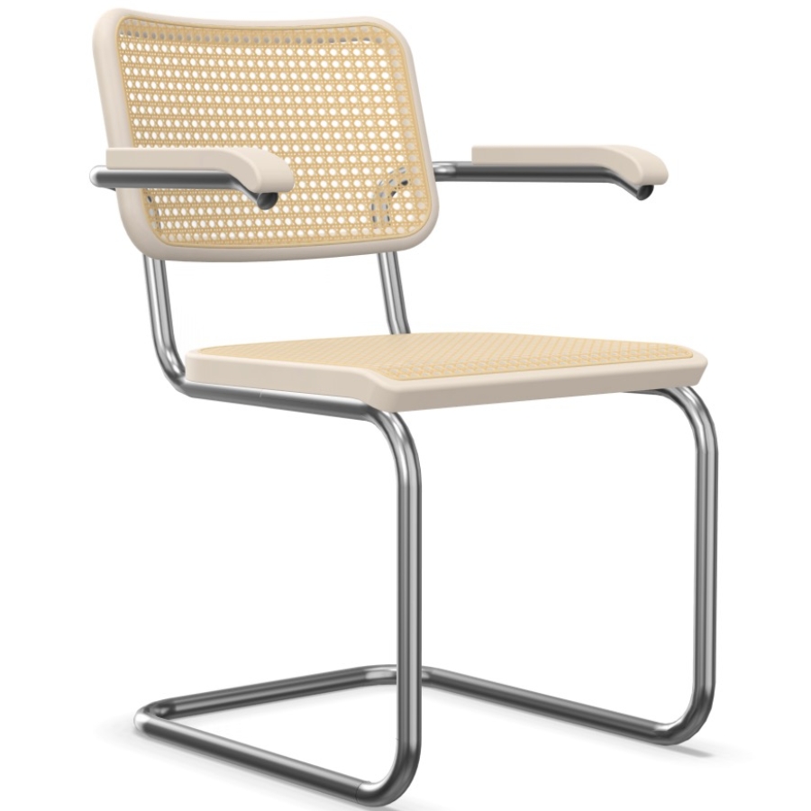 THONET S 64 V | Konfigurator Buche farbig gebeizt | Stahlrohr-Freischwinger | Gestell verchromt