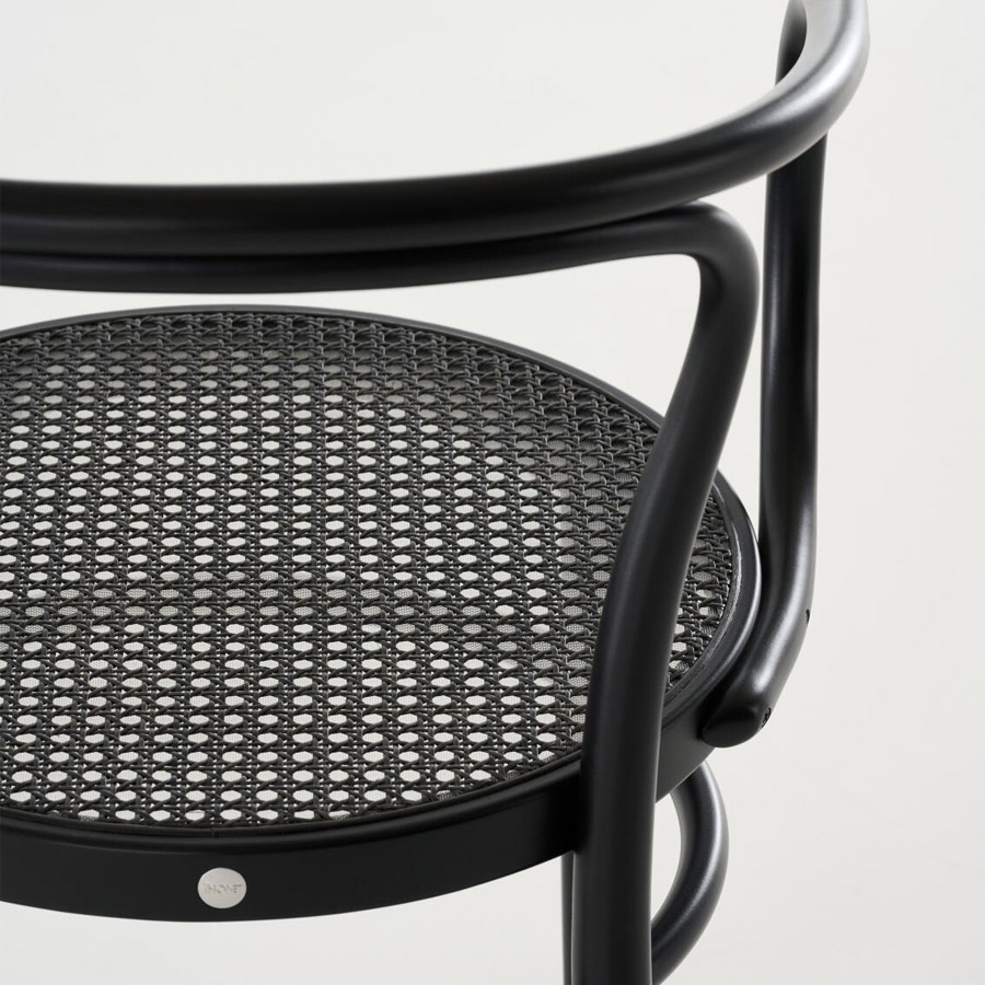 THONET 209 Bugholzarmlehnenstuhl Dark Melange | Rohrgeflecht-Sitz | Buche schwarz gebeizt