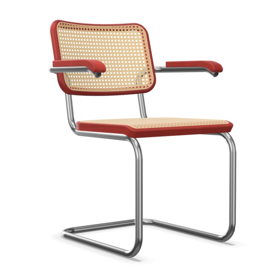 THONET S 64 V | Konfigurator Buche farbig gebeizt | Stahlrohr-Freischwinger | Gestell verchromt