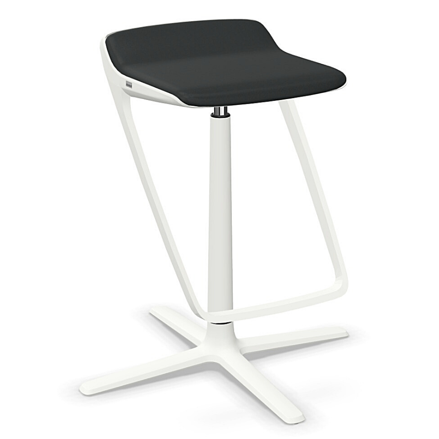 Interstuhl KINETICis5 710K Barhocker mit Fußraste Gestell weiß Sitz schwarz