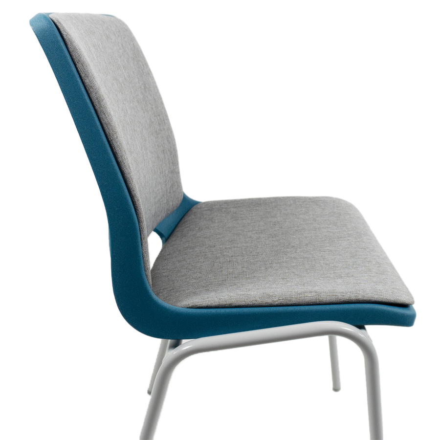 Profim Ana Sitz und Rücken gepolstert | Stoff Nexus hellgrau | Schale Teal blue | Gestell Misty grey