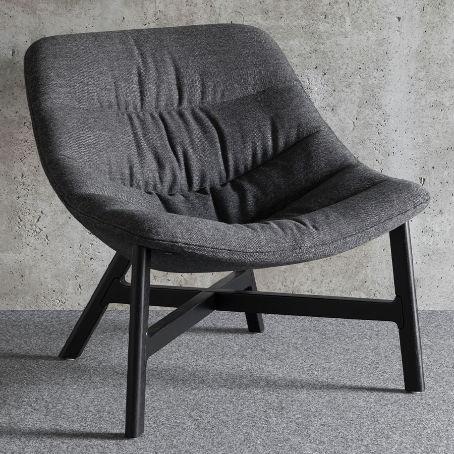 Noti Mishell Soft Holzgestell Eiche schwarz, Stoff Main Line Flax MLF28 Edgware