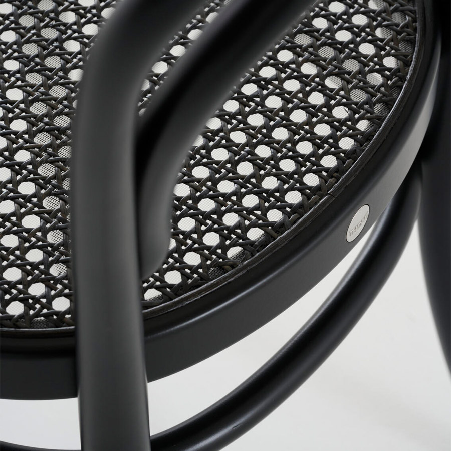 THONET 214 Bugholzstuhl Dark Melange | Rohrgeflecht-Sitz | Buche schwarz gebeizt
