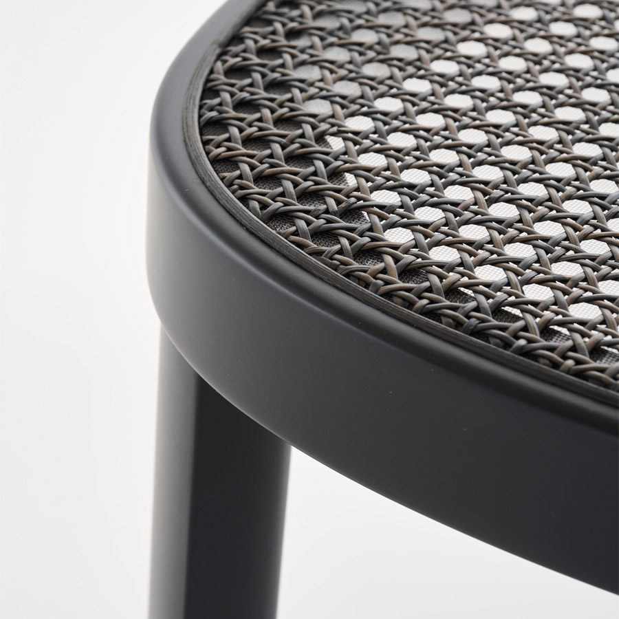 THONET 118 Holzstuhl Dark Melange graugrün | Rohrgeflecht-Sitz | Buche gebeizt graugrün