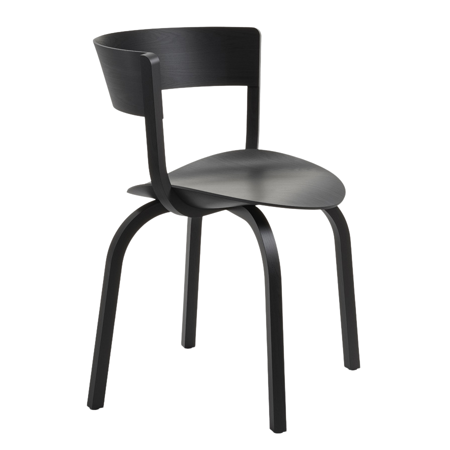 THONET 404 F Holzstuhl mit Armlehnen - Eiche schwarz gebeizt