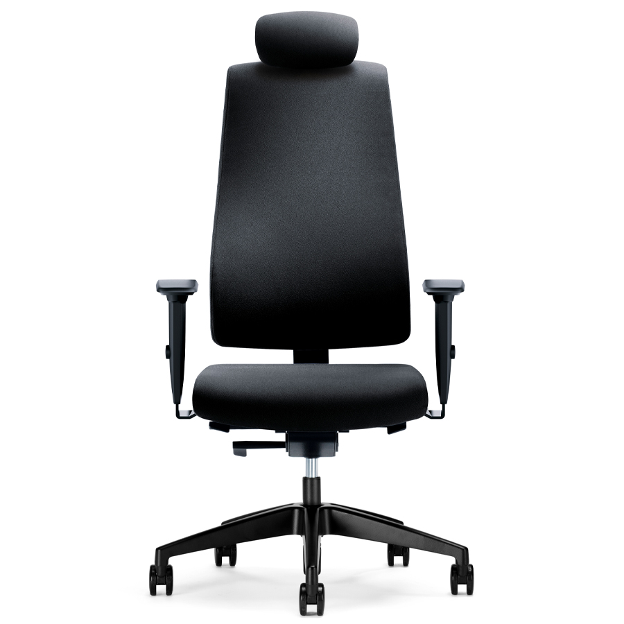 Interstuhl GOAL (322G) Bürostuhl mit Kopfstütze in Vollausstattung in Schwarz - Front