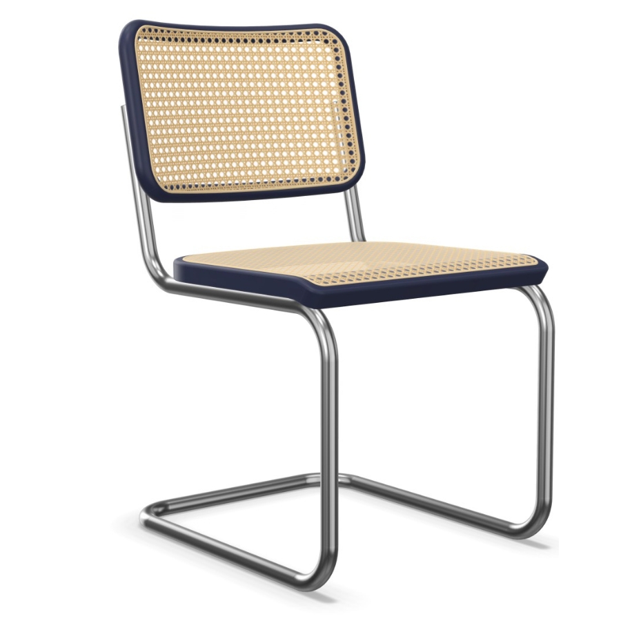 THONET S 32 V | Konfigurator Buche farbig gebeizt | Stahlrohr-Freischwinger | Gestell verchromt