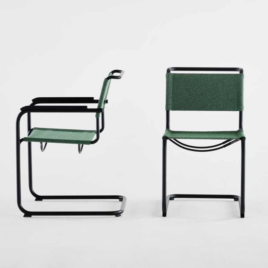 THONET Stahlrohr-Freischwinger S 33 V | Gestell schwarz | Stoffgewebe | Konfigurator