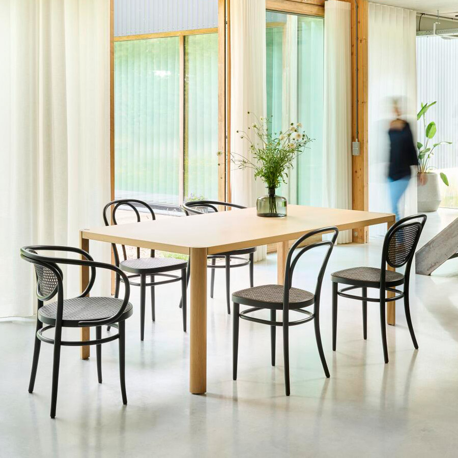 THONET 214 Bugholzstuhl Dark Melange | Rohrgeflecht-Sitz | Buche schwarz gebeizt