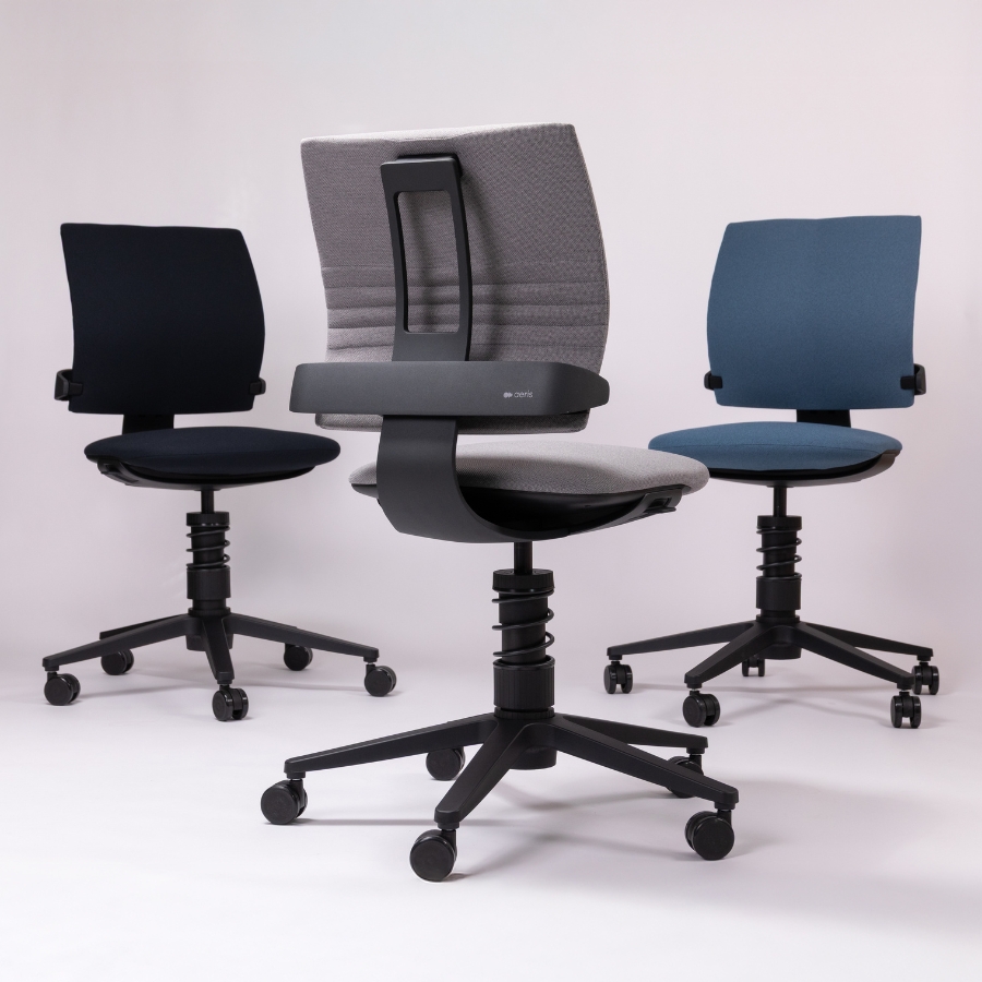 Aeris NEW 3Dee Bürostuhl | Stoff Cura schwarz | Standard-Feder | Gestell weiß