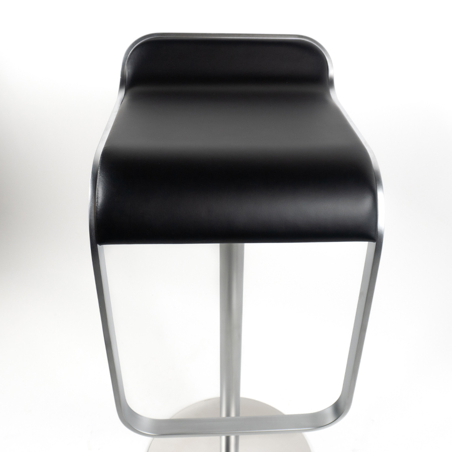 lapalma LEM S81 Barhocker | Fixe Höhe | Ledersitz schwarz | Gestell verchromt
