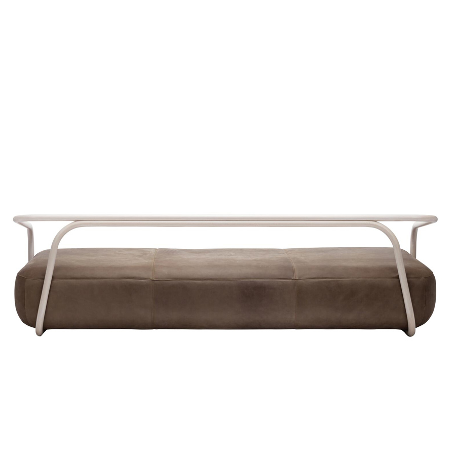 THONET 2002 Bugholzsofa mit Armlehnen - Leder braun