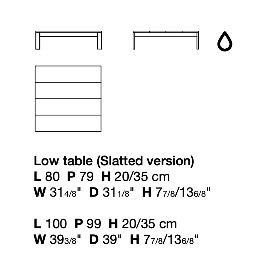 Kristalia be-Easy | Gartentisch | Couchtisch | Slatted mit Teakholz Platte | Konfigurator