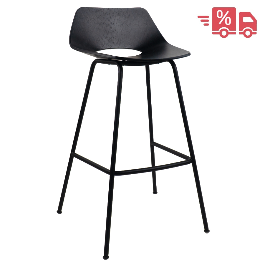 ABVERKAUF: THONET S 661 H Barhocker | Edelholz schwarz | Gestell schwarz matt
