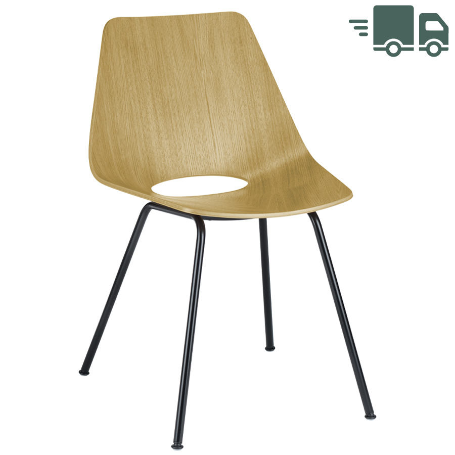THONET S 661 Stahlrohrstuhl | Edelholz Eiche | Gestell schwarz matt