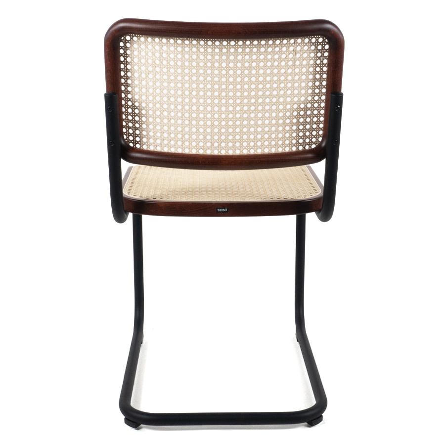 THONET Stahlrohr-Freischwinger S 32 V Buche gebeizt mahagoni - Gestell schwarz - Rückseite