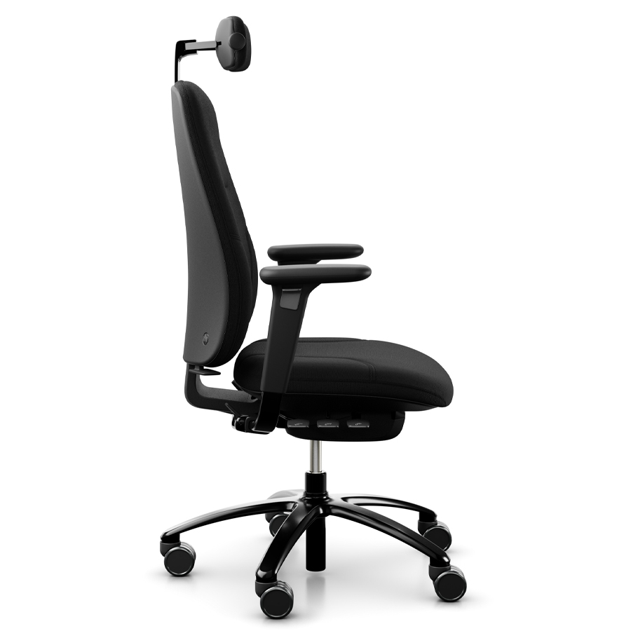 rh Logik 220 black | Nackenstütze | Bezug Cura schwarz | Fußkreuz Alu schwarz