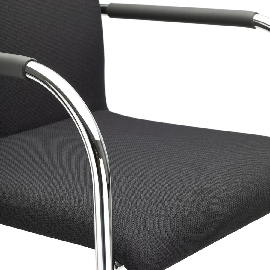 THONET S 55 PF Evo Konferenzstuhl mit Armlehnen schwarz | Gestell chrom