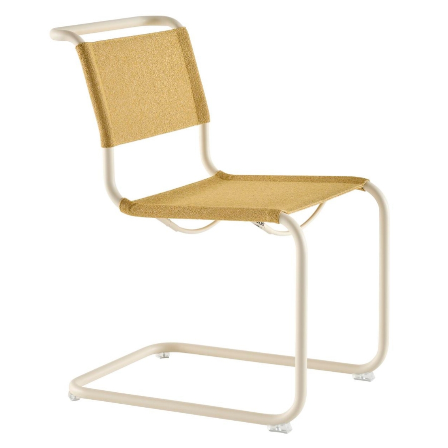 THONET Stahlrohr-Freischwinger S 33 V | Gestell perlweiß | Stoffgewebe | Konfigurator