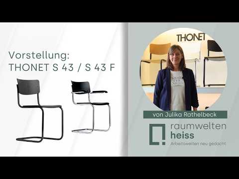 THONET S 43 | Edelholz Eiche | Stahlrohr-Freischwinger | Gestell schwarz matt